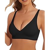 BOUFOR Deep V Bra Low Cut Sexy Push Up Bralettes for Women Padded Comfy Smoothing Wireless Lifting Bras Seamless Bralette