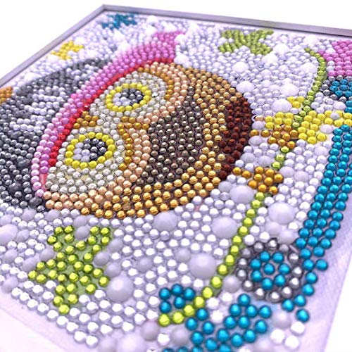 H&G MASTER Diamond Painting Kit for Adult Kid, 5D Children Gem Painting Kit by Numbers with Wooden Frame，1 Pack，5.95.9 Inches(Owl)