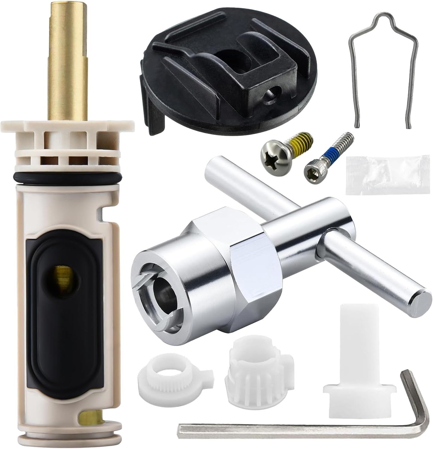 Photo 1 of 1222 Replacement Cartridge with Removal Tool 104421 & Handle Adapter Kit 116653 Be Suitable for Moen One-Handle Posi-Temp Faucets & Tub Showers - Durable Brass & Plastic Construction
