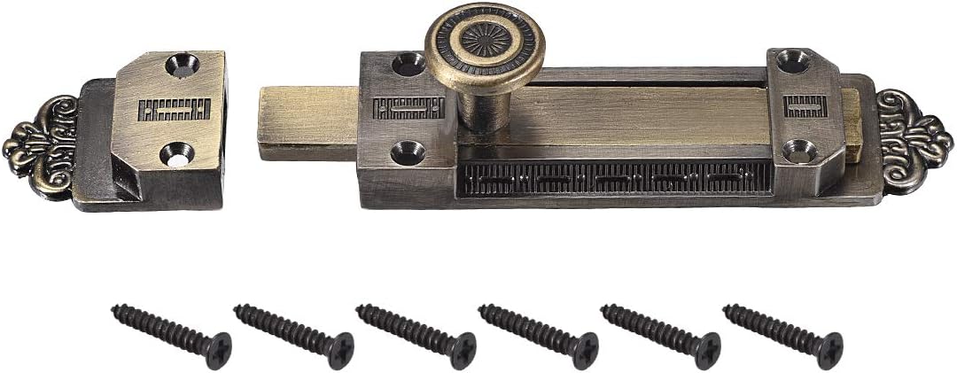 sourcing map Barrel Slide Door Bolts, 5-inch Zinc Alloy Security Latch Lock (Bronze Tone), 5-inch,1 Pcs