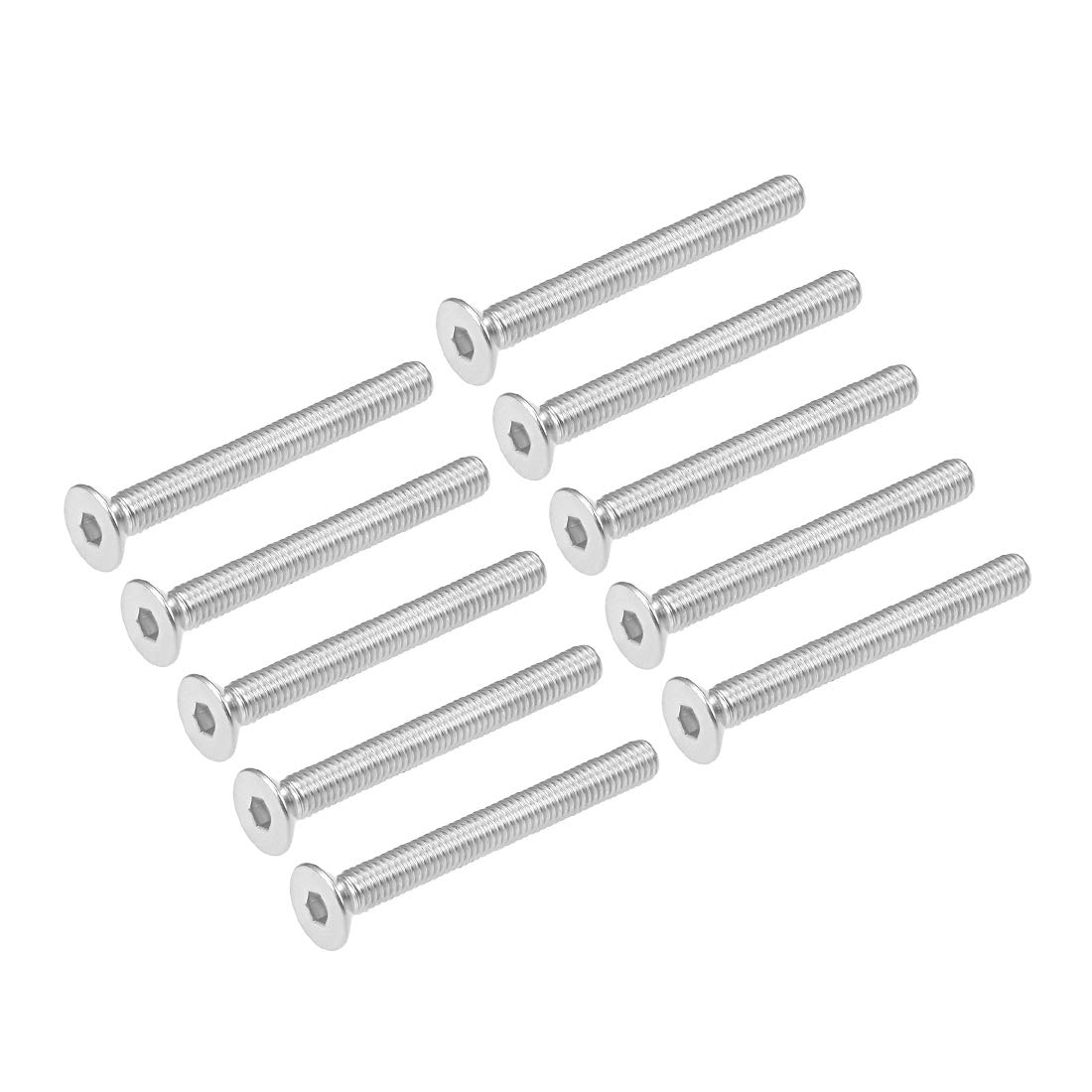 sourcing map M6x55mm Flat Head Machine Screws Inner Hex Screw 304 Stainless Steel Fasteners Bolts 10Pcs