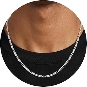 DAINTYLS S925 Sterling Silver Chain for Men - 3.5mm Sterling Silver Cuban Chain Necklace Thick Sturdy Colourfast Necklaces Je