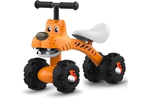 YGJT Baby Balance Bike for 1 Year Old Boy and Girl, Indoor Outdoor Non-Pedal Baby Walker Toys for 10-36 Months Toddlers, Silent Wheels, 1st Birthday Gift, Kids First Bike Tiger