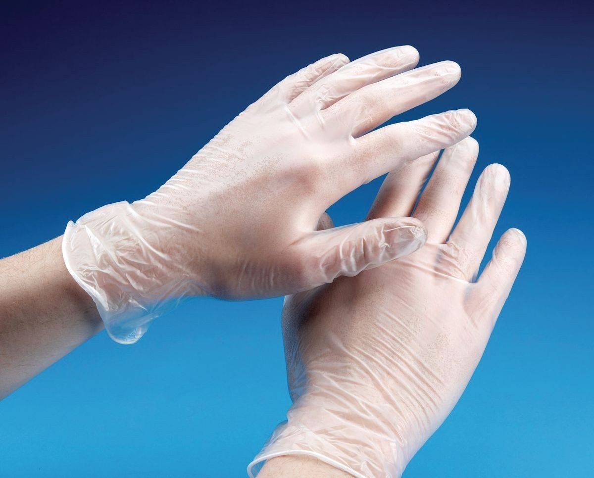 Vinyl Powder Free Clear Examination Gloves latex free and comfortable to wear Large