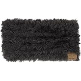 C.C Faux Fur Headwrap For Women Unisex - Fuzzy Stretchable Soft Warm Winter Headband Ear warmer Ear muffs (Black)