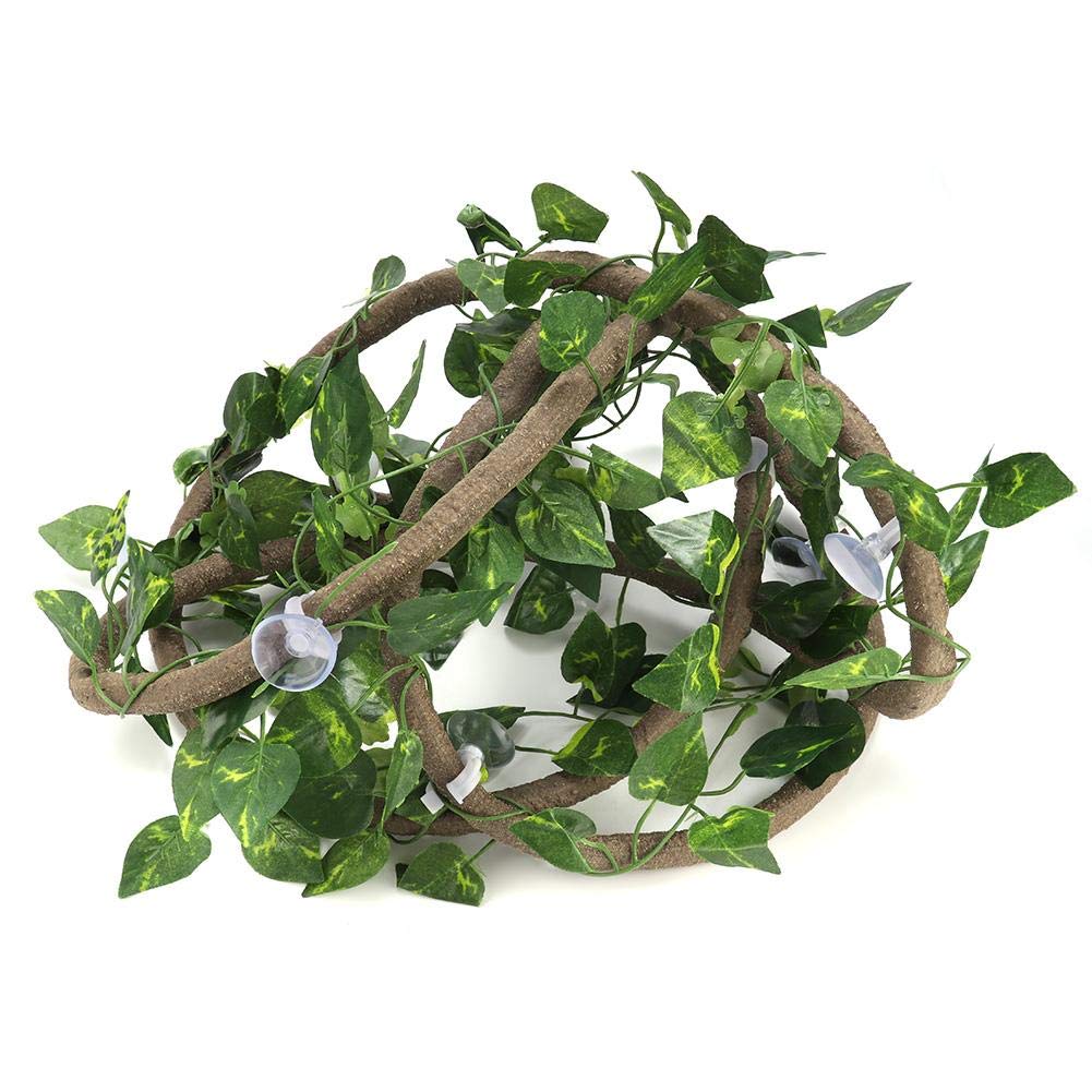 Pssopp Reptile Climbing Branch Flexible Jungle Flexible Pet Habitat Decor Climber Jungle Long Vines 9.84ft Rattan 3 Vines With Suction Cups(Scindapsus Leaves)