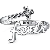 ONEFINITY Cross Rings for Women 925 Sterling Silver Faith Cross Adjustable Ring Christian Spoon Rings Religion Jewelry For Women Daughter Friend