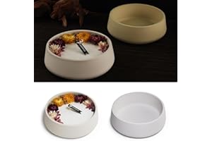 LSLEVA Oval Candle Boat Jar Molds, Creative Silicone Candle Vessels Pot Molds, Concrete Container Storage Tray Making Moulds for Storage Candle Holder Jewelry Box Vase Aroma Cup (Round)