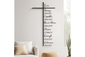 Elegant Metal Cross Wall Art,12"/16"/20"Cross Wall Art Decor, Christian Home Décor Wall Hanging with Crosses and Bible Verse,