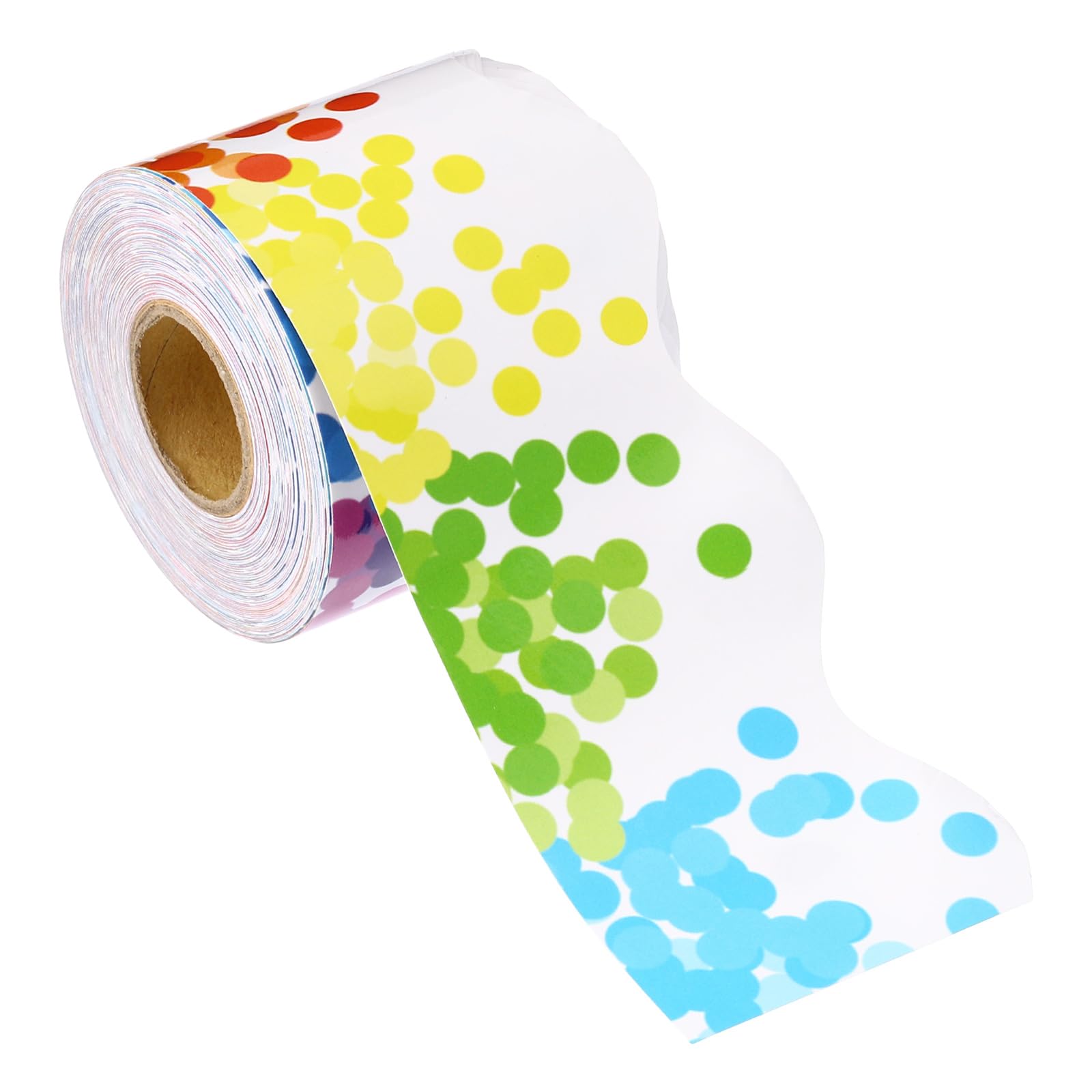 PATIKIL 2.24" x 65.6Ft Bulletin Board Border,Colorful Dot Scalloped Trim Strips Wall Decor for Locker Classroom Cork Poster Black Board White Chalkboard, Color, White