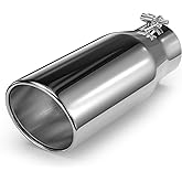 Richeer 3.5&rdquo; Inlet Exhaust Tip 5&rdquo; Outlet 12&rdquo; Long Stainless Steel Polished | 3 1/2" Inlet x 5" Outlet x 12" Overall Length Stainless Steel Exhaust Tailpipe with Polished Finish Universal for Vehicles