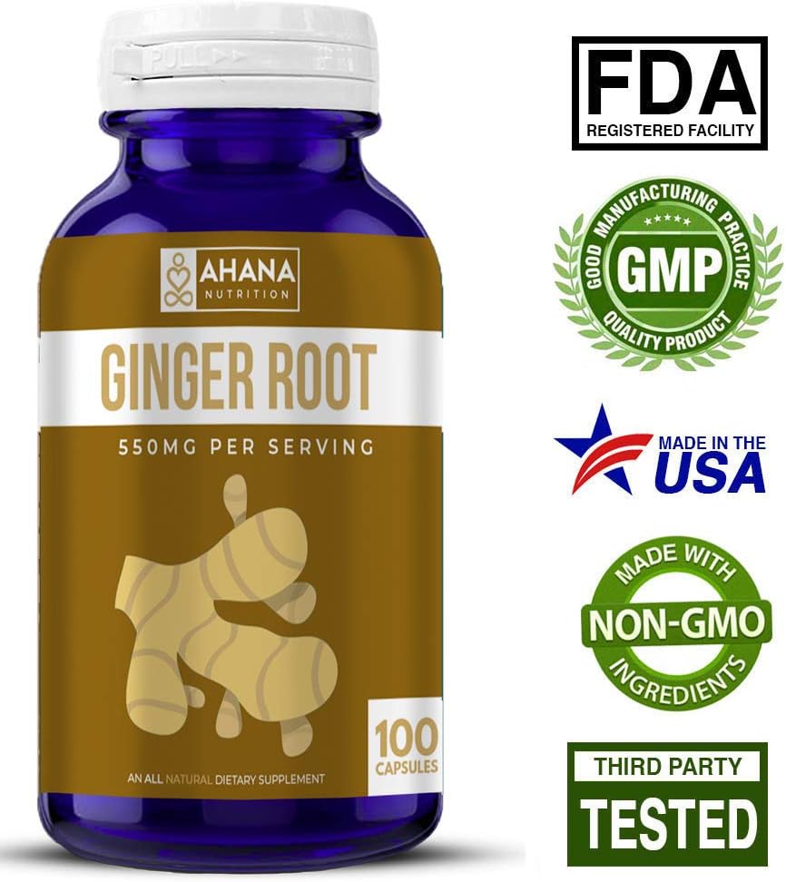Ginger Root Capsules by Ahana Nutrition Ginger Supplement to Support