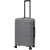 DUKAP RAV 24-Inch Medium Checked Hardside Spinner Luggage Durable Zippered Silver