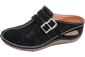 Clogs for Women Lightweight Slip On Mules Shoes Comfortable Closed Toe Slides Walking Wedge Slippers with Arch Support