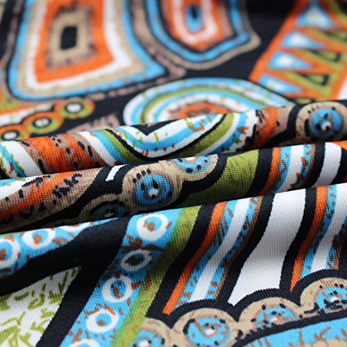 Women Glamorous High Waist Summer Beach Flower Skirt Maxi Skirt Long Skirt(Retro Print), M - Thumbnail 4