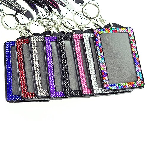 Bling Combo Horizontal Purple ID Card Holder & Lanyard Acrylic