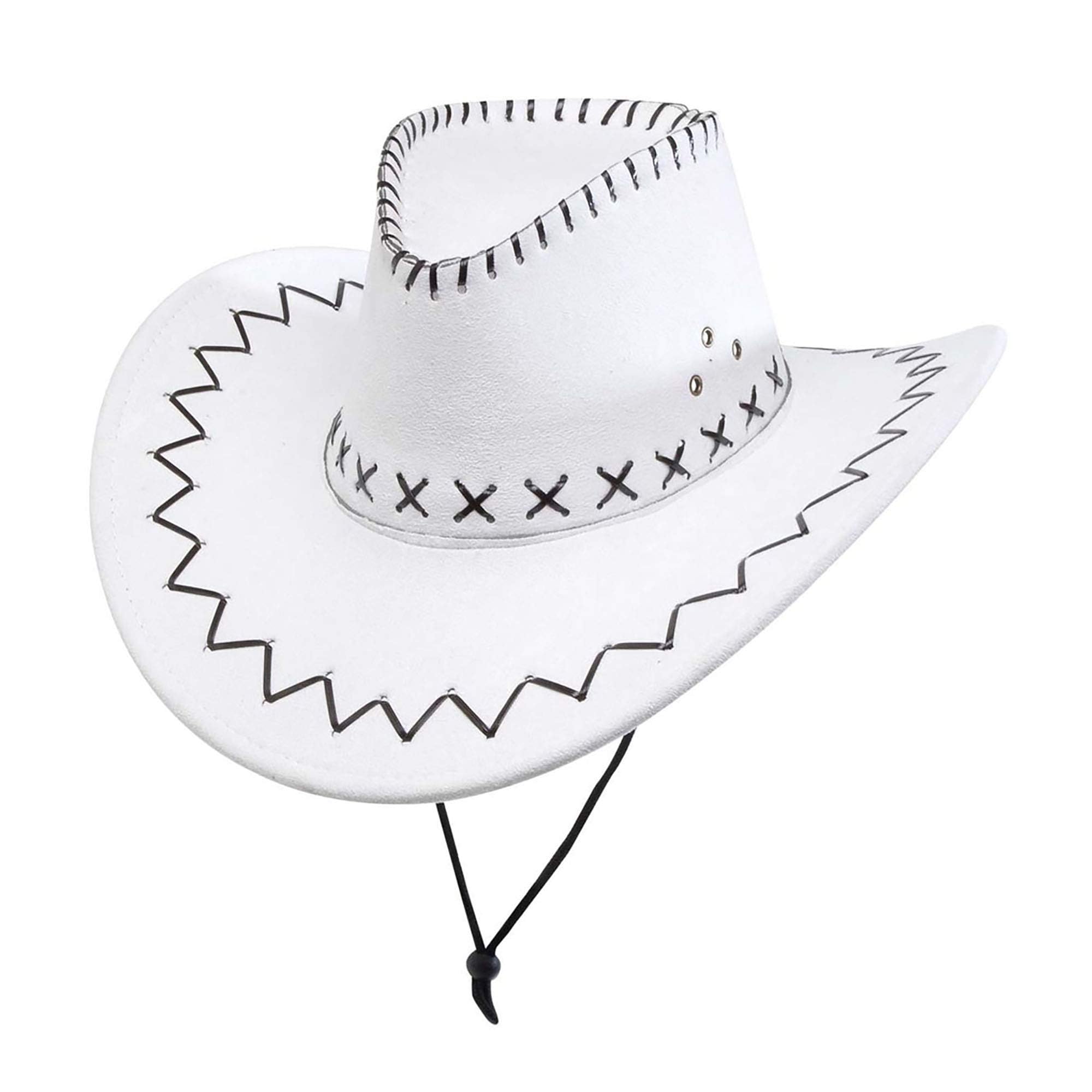 Suedelook White Cowboy Wild West Cowboy Sheriff Hats Caps & Headwear for Fancy Dress Costumes Accessory