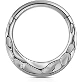 FINE4U ASTM F136 Titanium Nose Ring Hoop 16G 8mm 10mm for Daith, Septum, Cartilage Earring