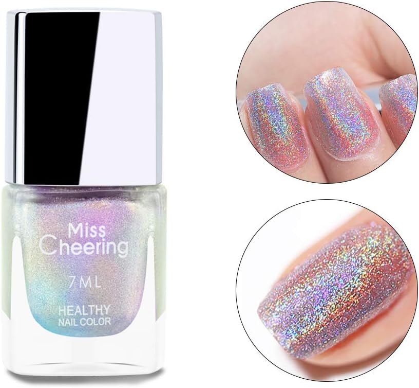 Ownest Holographic Nail Polish, Gorgeous Glossy Holographic Halo Glitter Polish Nail Art Nail Pigment Diamond Laser Nail Polish -LS01 : Beauty
