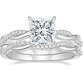Mameloly 2ct Wedding Band for Women Princess Cut Bridal Ring Sets Cubic Zirconia Promise Engagement Rings Twisting Infinity Pave Set Size 4-12