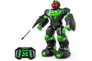 STEMTRON Robot Toys for Kids, Programmable Remote Control Robot with Intelligent Gesture Sensing, Recharge, Singing & Dancing Mode, Launcher (Green)