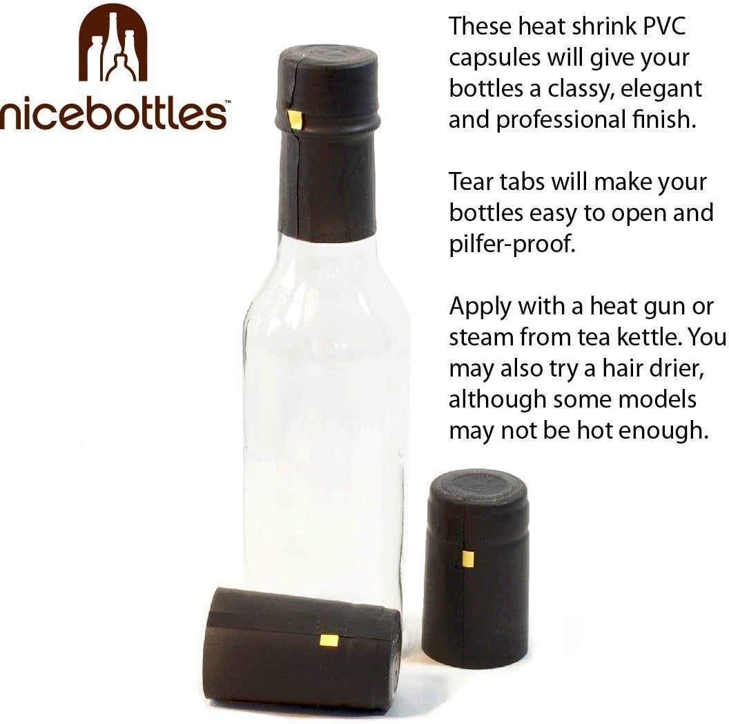 Clear Glass Woozy Bottles with Shrink Capsules, 5 Oz - Case of 12: Kitchen & Dining