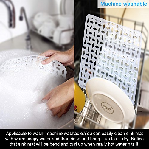 Sink Mat, BliGli Eco-friendly Kitchen Sink Protector, Made of Durable PVC Plastic, Good Protection for Stainless Steel sink, Dinnerware, Square,11.8 x 11.8In, Frosted Clear (2Pack)