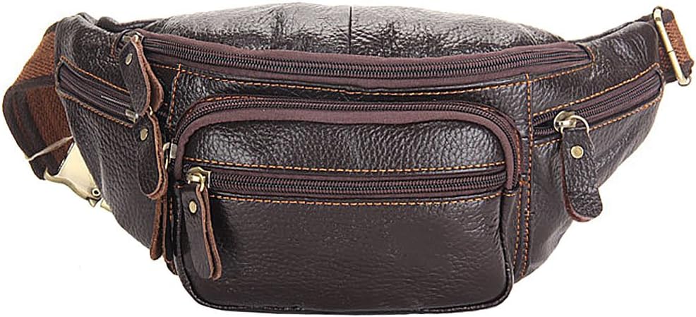 Genuine Leather Fanny Pack Travel Waist Pack Hip Belt Purse Waist Bag Unisex Bum Bag