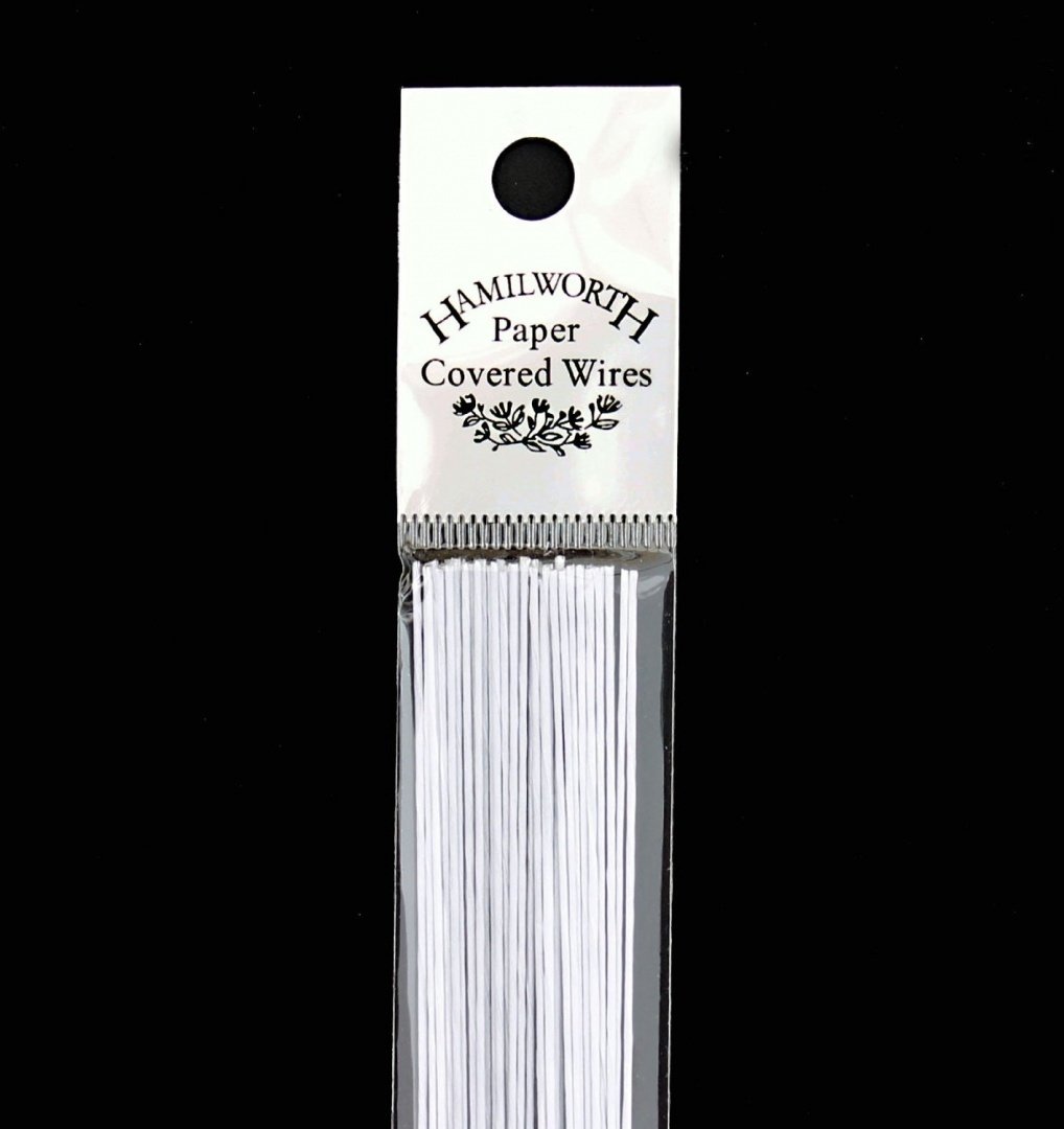 Hamilworth - Paper Covered Wires - White 26 Gauge - 50 Per Pack - For Sugarcraft And Cake Decoration