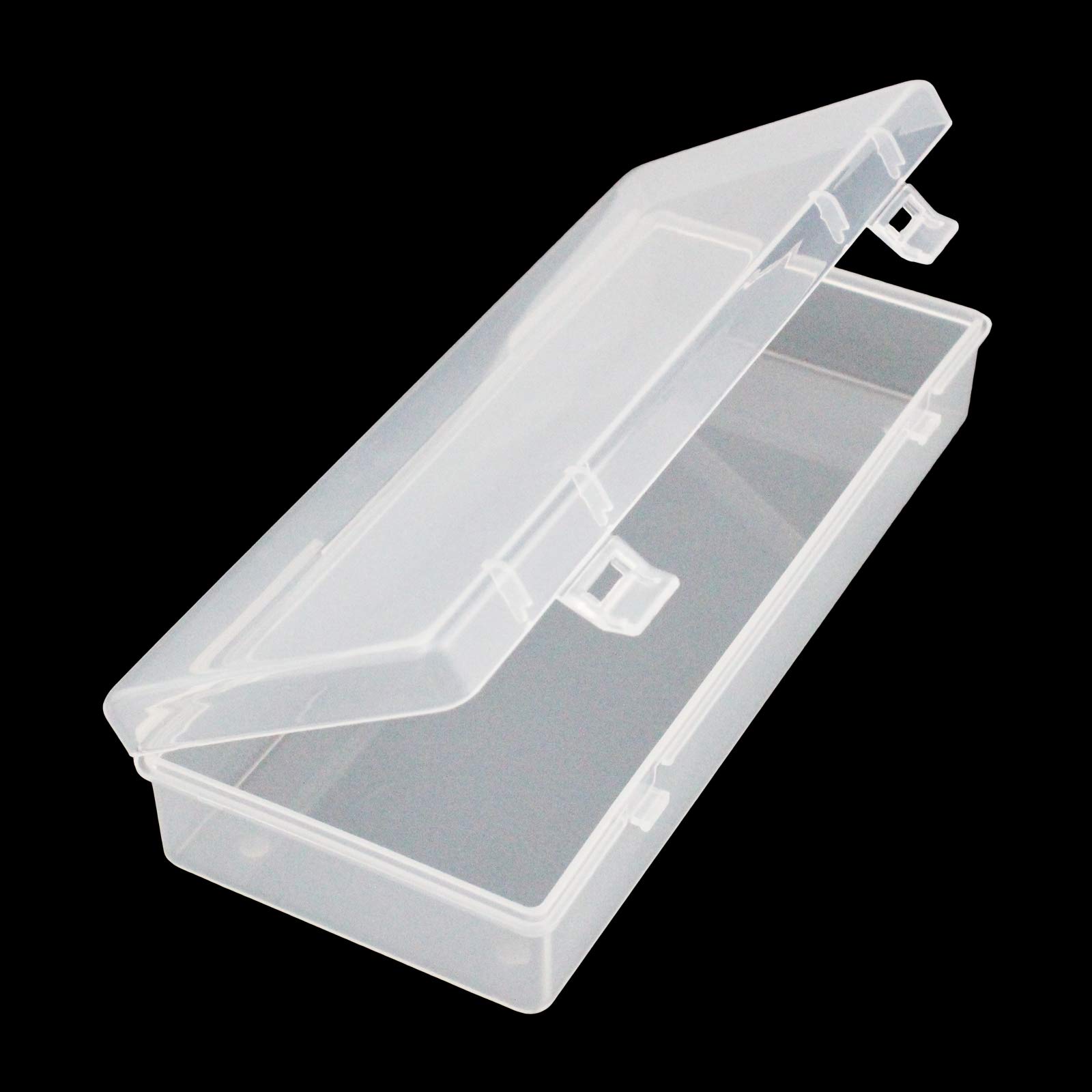 6 Pack Rectangular Clear Plastic Storage Containers Box with Hinged Lid for Beads and Other Small Craft Items (6.1 x 2.56 x 1.18 inch)