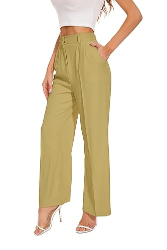 FUNYYZO Women's Wide Leg Pants High Elastic Waisted in The Back