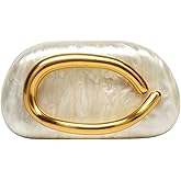 GSYPS Women Evening Clutch Purse Metal Handle Acrylic Purse Unique Shoulder Bag Causal Handbags for Bride Party Wedding