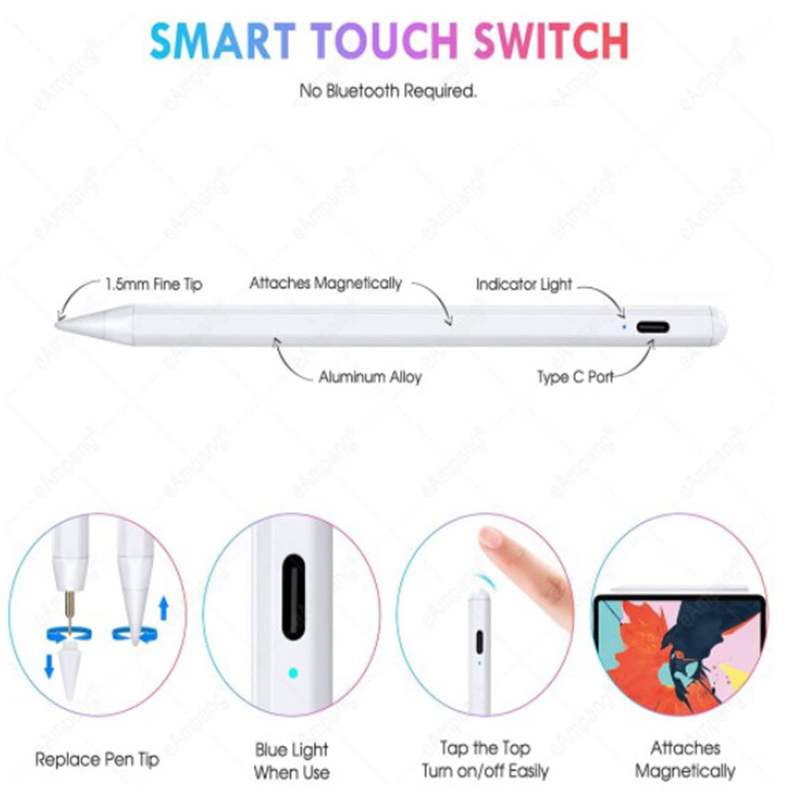 Stylus Pen for ipad with Tilt Sensitive & Palm Rejection, Active Pencil Compatible with Apple iPad Pro 11/12.9 Inch, iPad 6/7/8/9/10th Generation, iPad Air 3rd/4th, iPad Mini 5/6th Gen