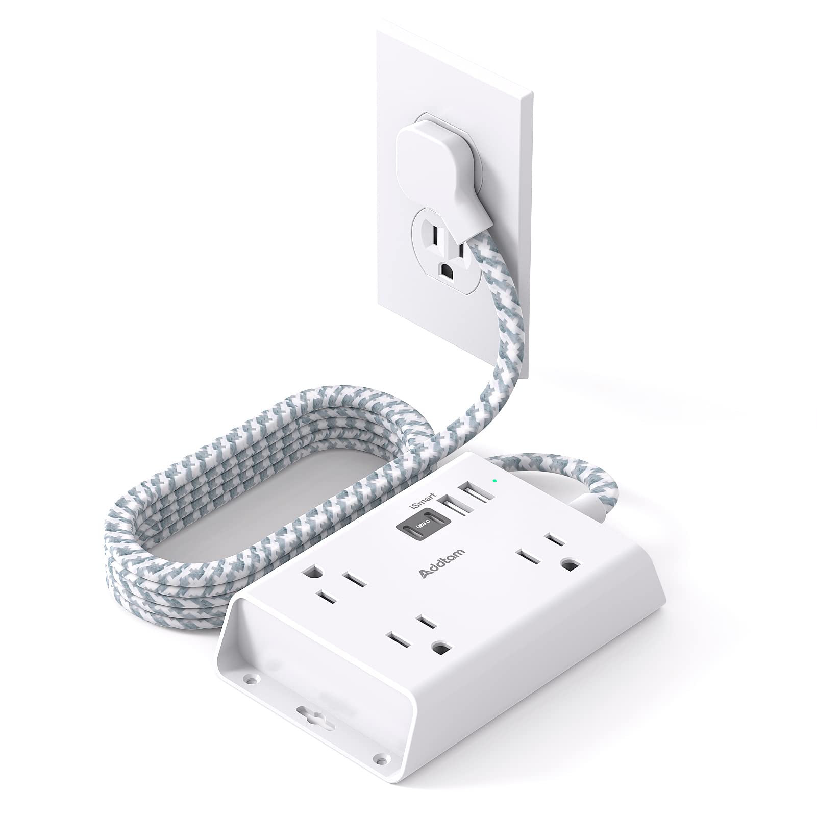Photo 1 of **STYLE DIFFERS** Cruise Ship Essentials, Addtam Travel Flat Plug Power Strip, Flat Extension Cord with 3 Widely Outlets and 4 USB Ports (2 USB C) Desktop Charging Station, Home Dorm Room Essentials