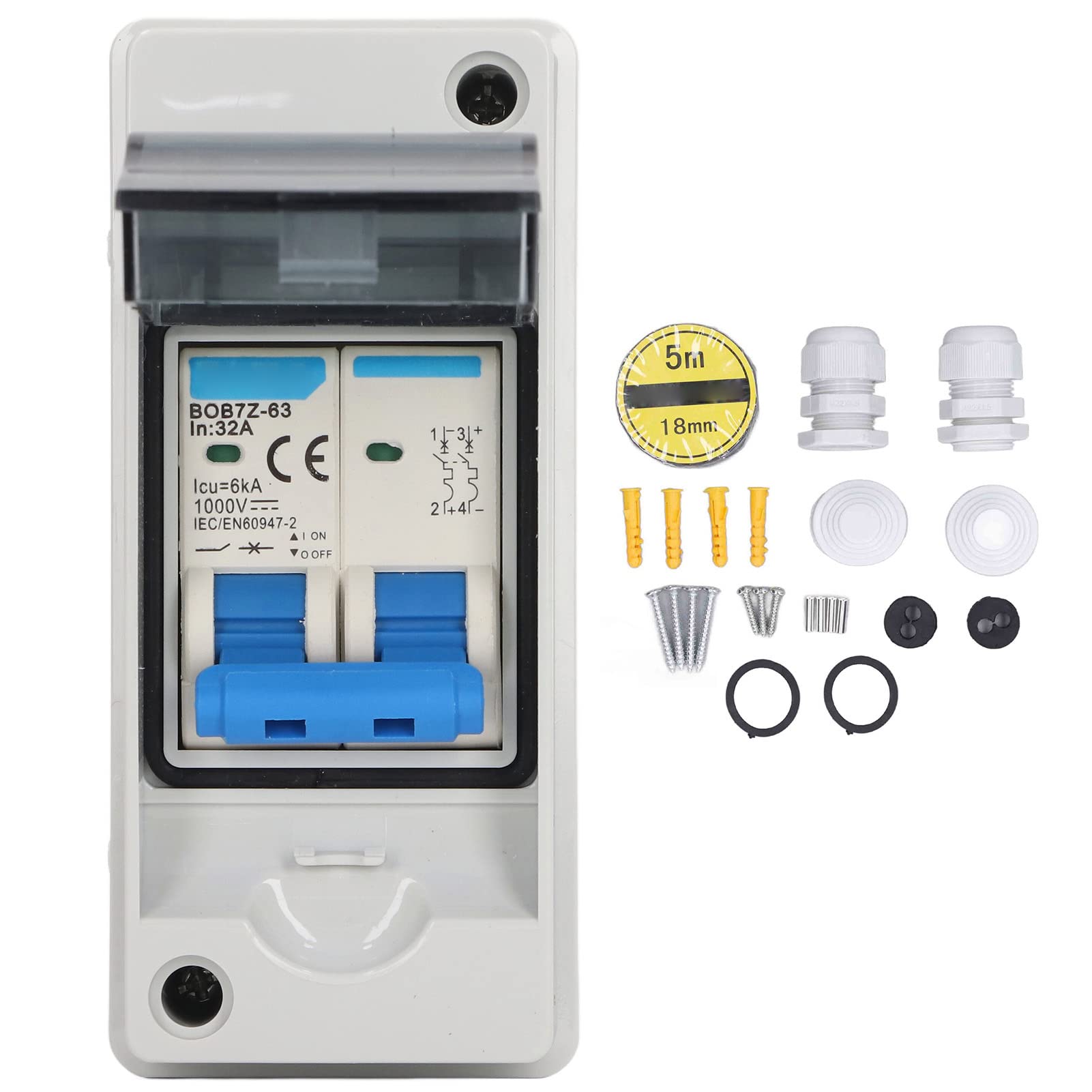 PV Solar Circuit Breaker, 32A 6KA 1000V, DC Disconnect Switch, IP65 Waterproof