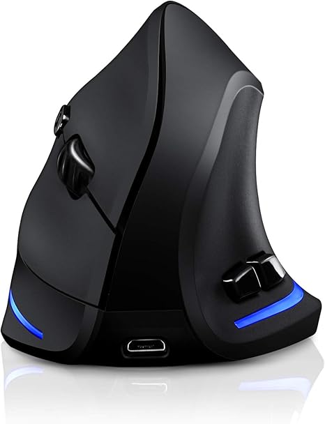 Mouse Ergonômico Trelc, Mouse Óptico Vertical Sem Fio 2, 4 G Com Sensibilidade Ajustável (1000/1600/2400 DPI), 6 Botões