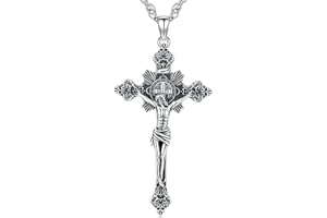 Amavive S925 Sterling Silver St Michael/St Christopher/St Benedict Cross Archangel Necklace Medal Pendant Celtic Triquetra Knot Protection Religious Amulet Jewelry For Men Women