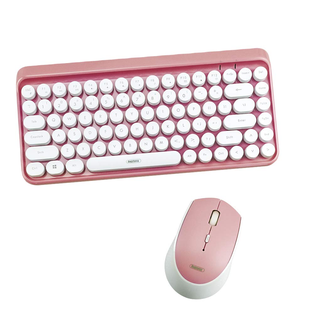 LHIABNN Wireless Round Key Keyboard,Cute Keyboard and Mouse Combo,Cordless Keybosrd Set Free Connect