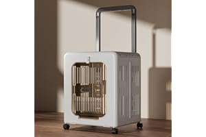 Foldable Pet Rolling Bag with Wheels, Rolling Cat Carrier with Extendable Handle and Foldable Design, Breathable Travel Strol