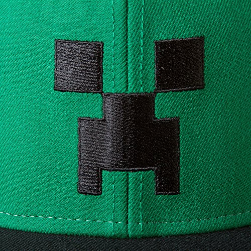 image for JINX Minecraft Creeper Face Snapback Baseball Hat (Green, Youth Fit), 