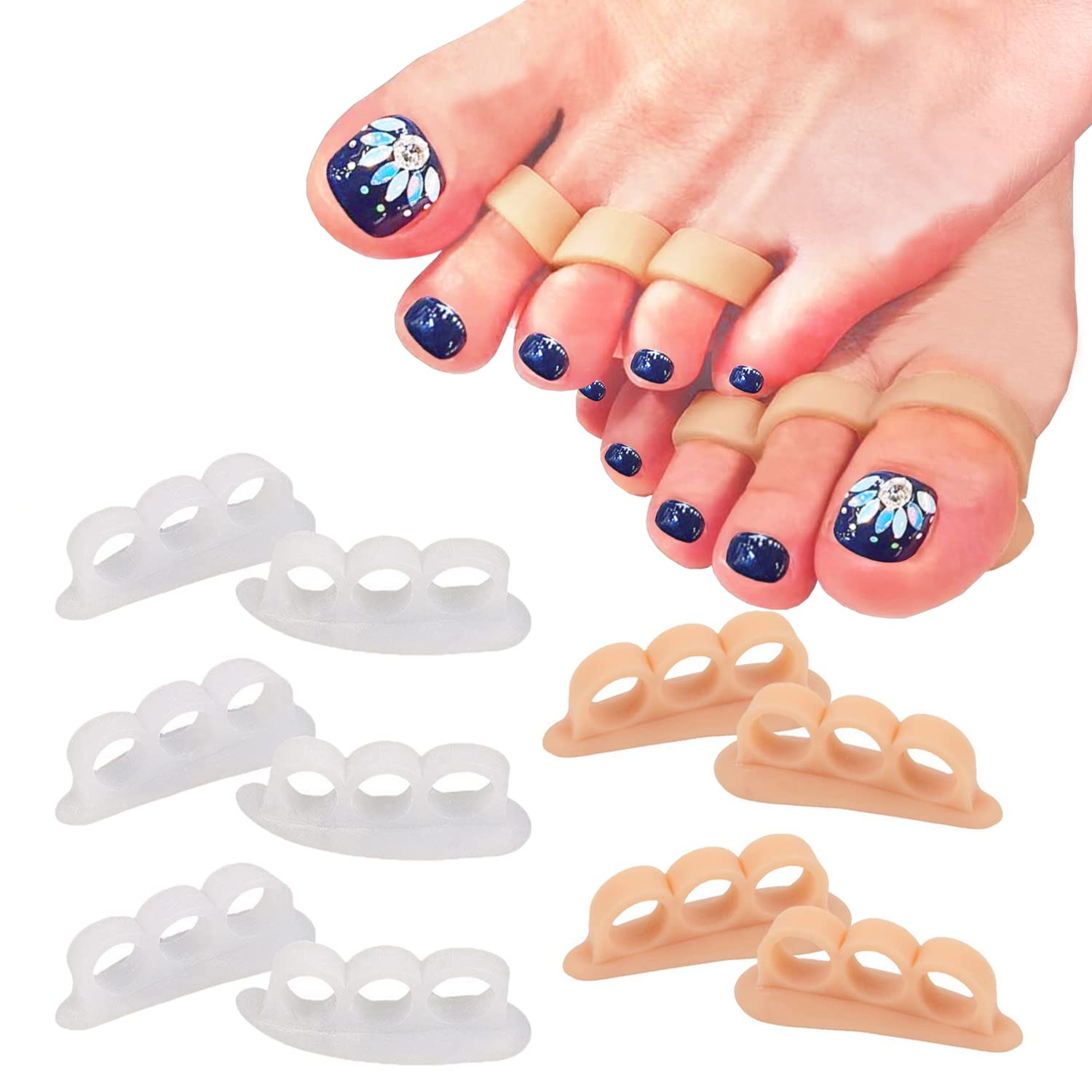 Mcvcoyh Gel Hammer Toe Crests Pads x 10 Pcs Silicone Toe Cushion Support for Hammer Toe, Overlapping Toes, Curled Toe-3 Loops