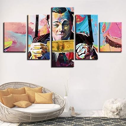 Xlst Canvas Hd Prints Poster 5 Pieces Graffiti Us Dollar Money Painting Abstract Pictures Modular Wall Art Living Room Decor Amazon De Sport Freizeit