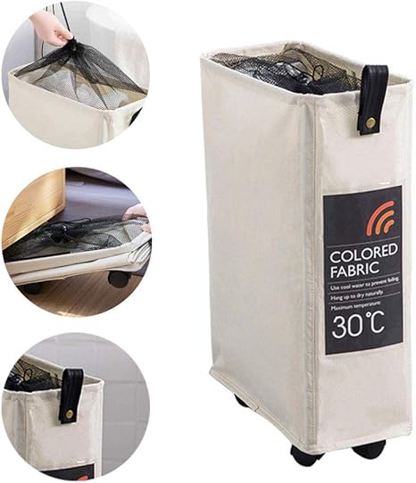 Delgado Plegable Ropa Sucia,Con Cordón Malla Cesto De La Ropa Forrada