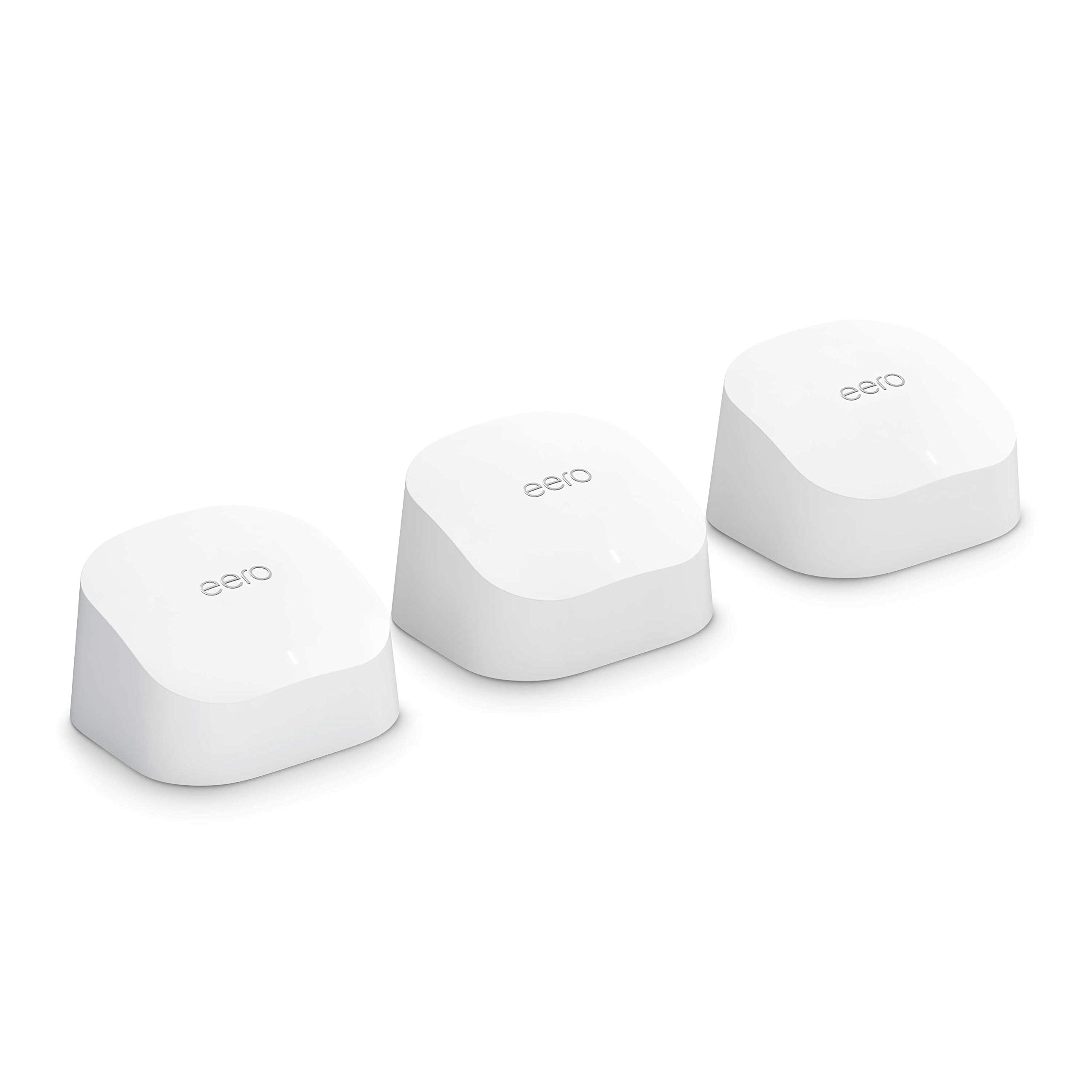 Amazon eero 6 mesh Wi-Fi router | 500 Mbps Ethernet | Coverage up to 420 m² | Connect 75+ devices | 3-Pack