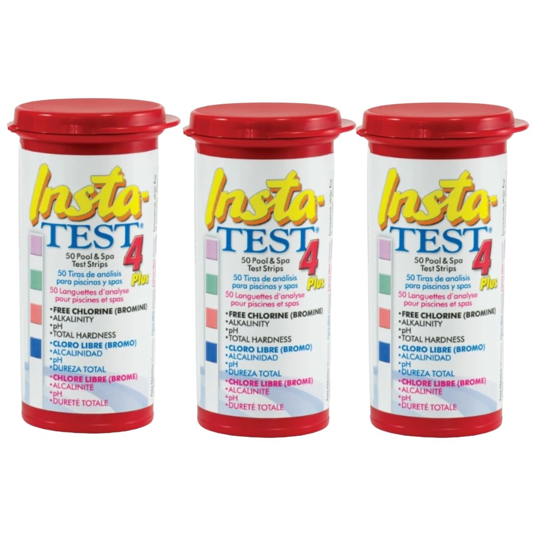 LaMotte 4-Way Insta Test Strips Plus for Swimming Pool & Hot Tub Spa - Free Chlorine, Bromine, Alkalinity, pH, Total Hardness 3 x 50
