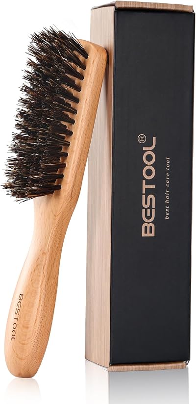 BESTOOL Hair Brush Professional Boar Bristle Beard Brush Natural Beech Wood