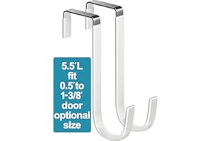Mars-Rock Over The Door Metal Hooks with Plastic Coating 5.5" Fit 0.5" to 1 3/8" Door 2 Pcs Heavy Duty Single Towel Robe Rack Wreath Bathroom Shower Hanger Shoe Organizer Ironing Board Short White