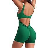 YEOREO One Piece Workout Jumpsuits for Women Backless Tummy Control Sleeveless Jumpsuits Lizvette V Back Scrunch Yoga Romper