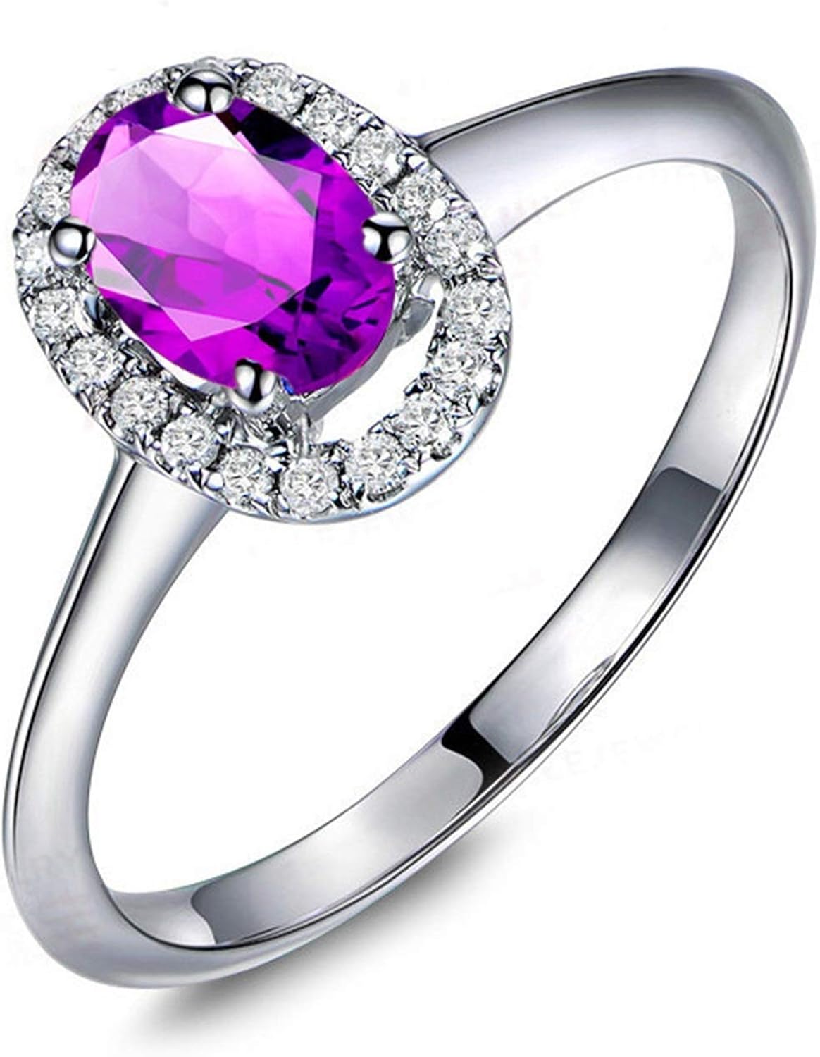 Beydodo Amethyst Ring Women, Promise Ring for Women Sterling Silver 925
