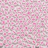 600pcs Acrylic Letter Beads Alphabet Pink Letters White Round Bead, 4x7mm, for Friendship Bracelets and Gifts Souvenir Jewelry Making